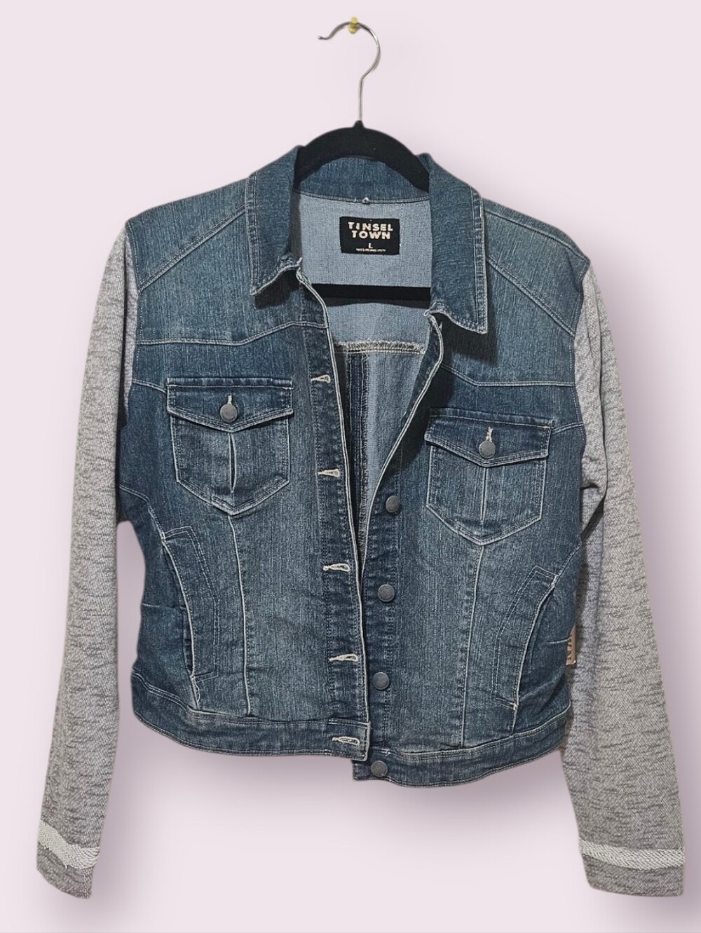 Tinseltown Blue and Gray Jean Jacket
